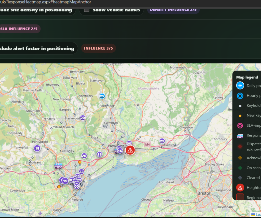 GMS Cloud predictive positioning heat map showing regional response hotspots